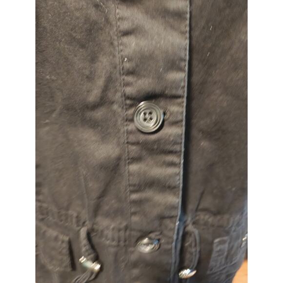 Black Cropped Cargo Jacket Women XL Grunge Hipster Casual - Picture 8 of 8